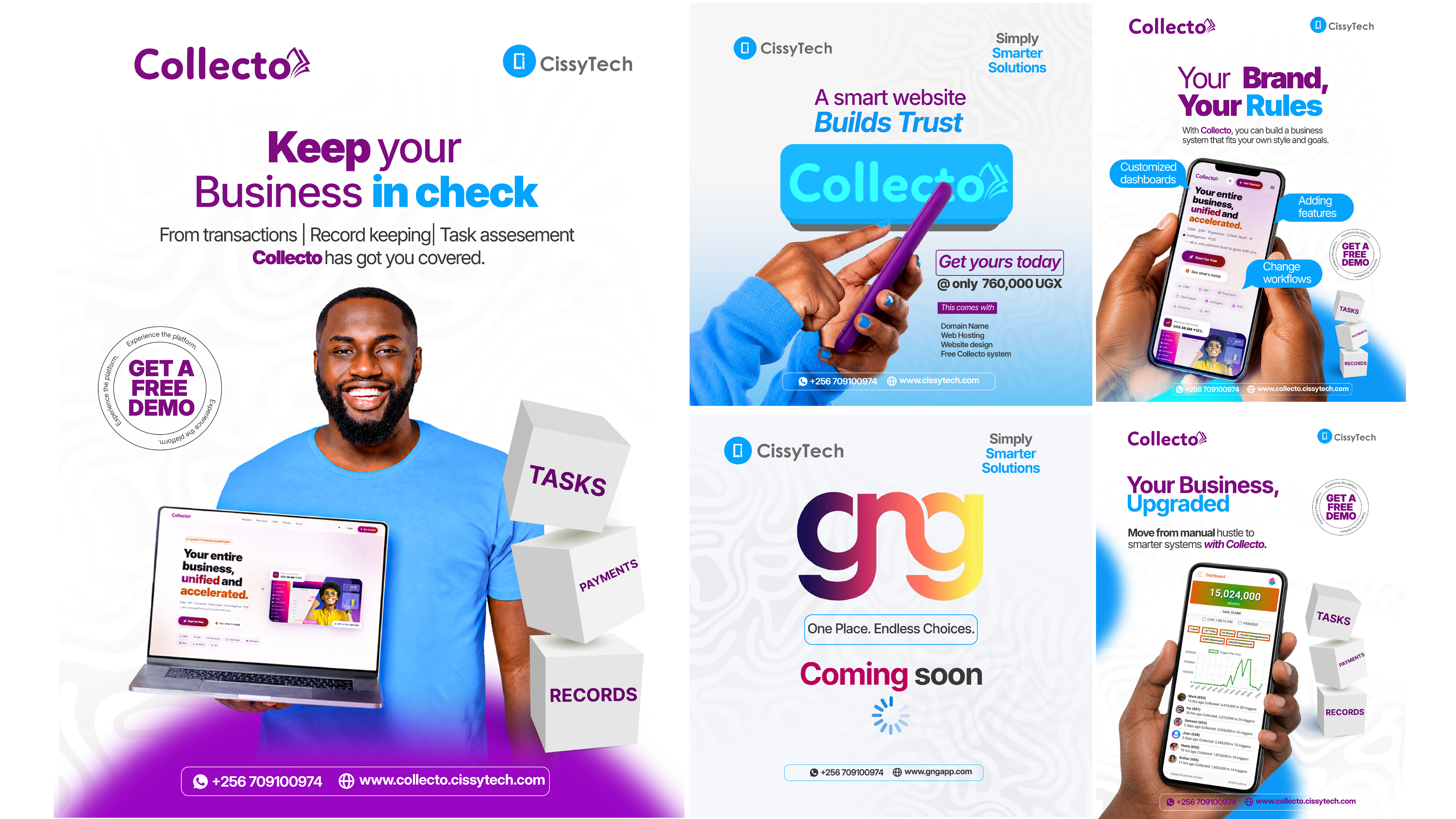 Collecto promotional graphics, sports and Rotaract event campaign designs